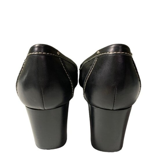 Bally Women’s Black Leather Penny Loafer Heels | Size 11 US | Classic Block Heel - Picture 4 of 10